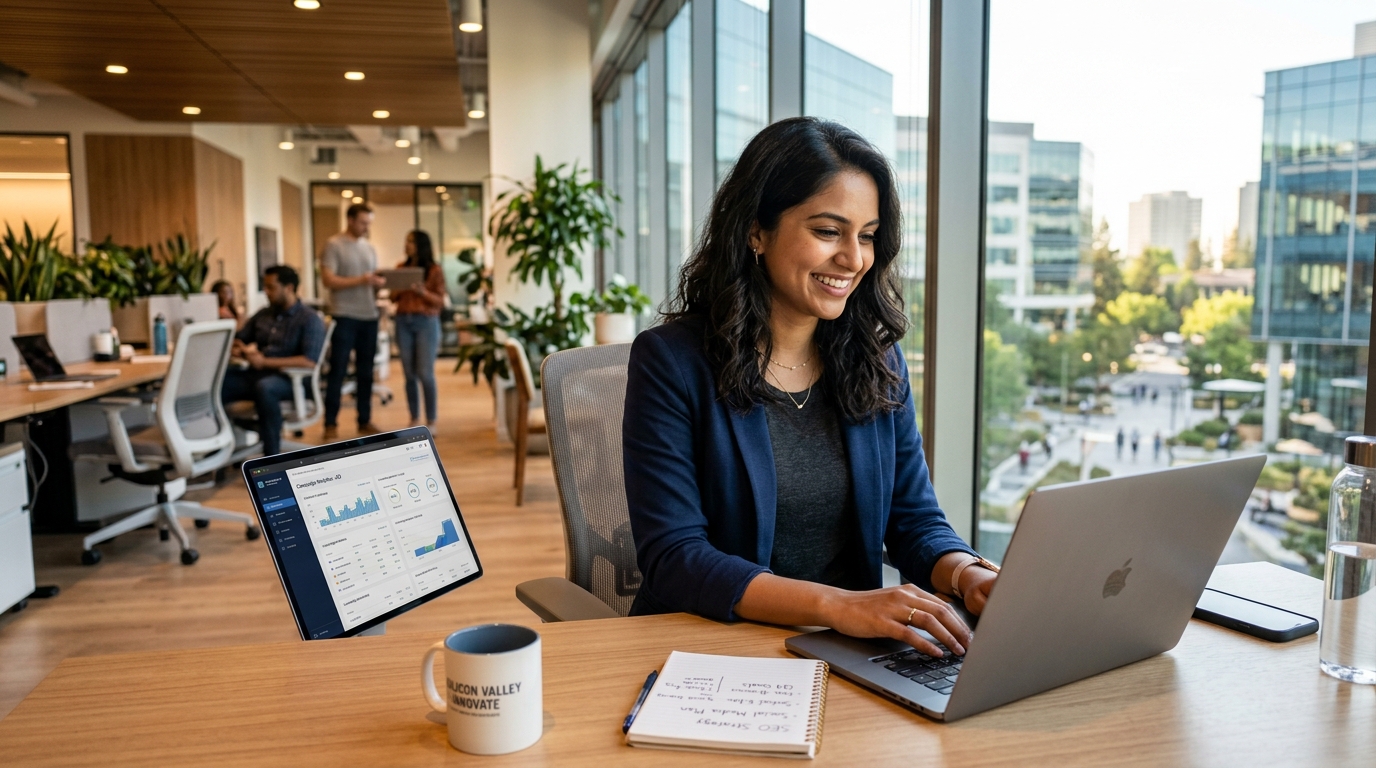 Smiling Digital Marketing Professional in Silicon Valley